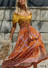 Boho Skirts in Floral in Indian Yellow Mustard For Women